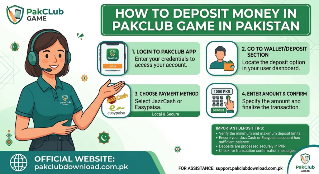 How to Deposit Money in PakClub Game In Pakistan screenshot